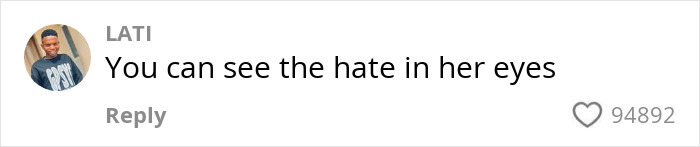 Comment on social media from user Lati reading You can see the hate in her eyes with 94892 likes, related to Trad-Wife influencer controversy. Comment on social media from user Lati reading You can see the hate in her eyes with 94892 likes, related to Trad-Wife influencer controversy.