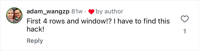 Comment from adam_wangzp about finding a travel expert’s tip for getting the best plane seat by timing. Comment from adam_wangzp about finding a travel expert’s tip for getting the best plane seat by timing.