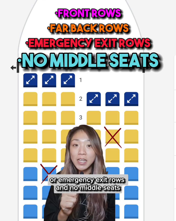 Travel expert explaining best plane seat choices including front rows, far back rows, emergency exit rows, and avoiding middle seats. Travel expert explaining best plane seat choices including front rows, far back rows, emergency exit rows, and avoiding middle seats.