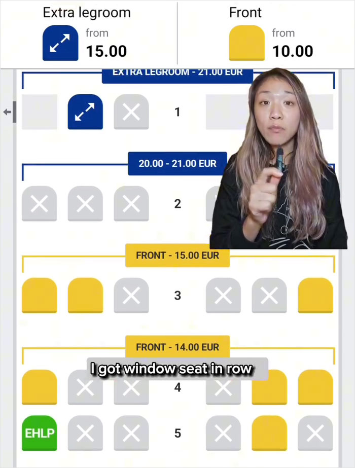 Travel expert explaining the best plane seat selection strategy based on timing with seat map and pricing details visible. Travel expert explaining the best plane seat selection strategy based on timing with seat map and pricing details visible.