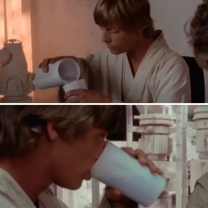 Actor drinking from a white cup on movie set, illustrating behind-the-scenes facts from movies and TV productions.