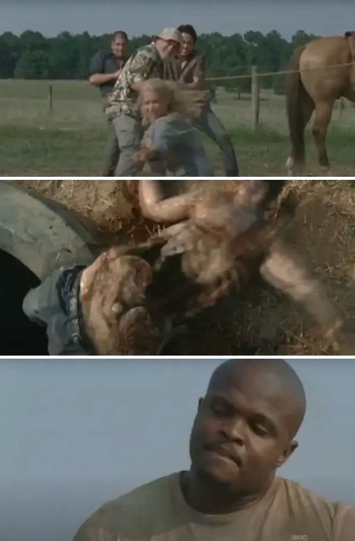 Scenes from movies and TV showing behind-the-scenes stunts and actors in tense moments capturing horrifying facts.