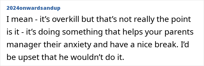 Comment about wife asking husband to help check on elderly parents’ home while he refuses, causing upset. Comment about wife asking husband to help check on elderly parents’ home while he refuses, causing upset.