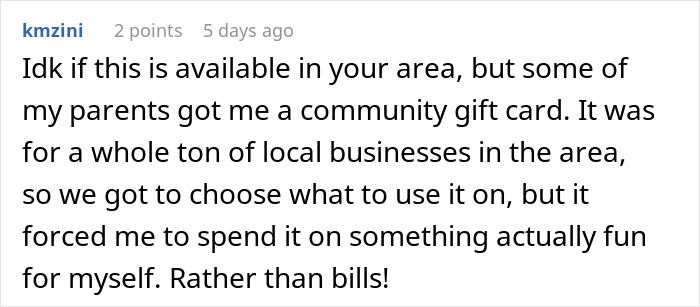 User comment about using a community gift card for fun purchases during Teacher Appreciation Week deals and special offers.