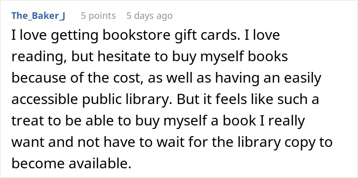 User comment about appreciating bookstore gift cards during Teacher Appreciation Week in 2025, highlighting special offers and deals.