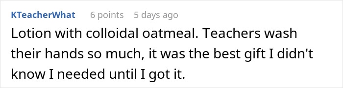 Comment about lotion with colloidal oatmeal being a great gift for Teacher Appreciation Week 2025 deals and special offers.