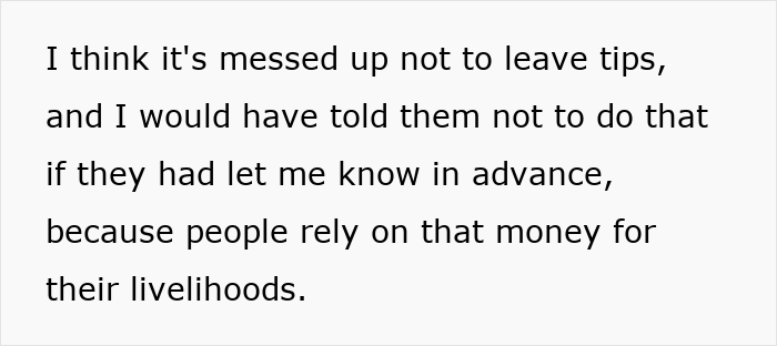 Text discussing opinions on not tipping a waitress on a $300+ tab and the impact on their livelihood. Text discussing opinions on not tipping a waitress on a $300+ tab and the impact on their livelihood.