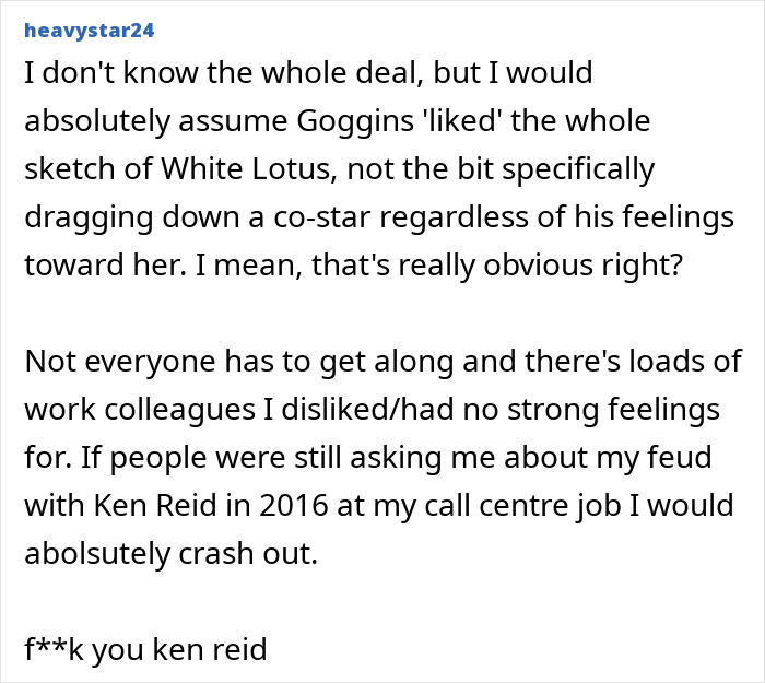 Alt text: Walton Goggins reacting strongly to feud questions about Aimee Lou Wood before abruptly ending the interview.