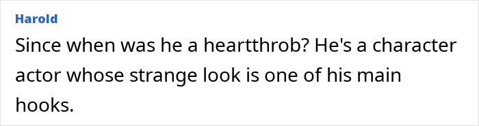 Comment from Harold discussing Walton Goggins as a character actor with a unique look as seen in a yearbook photo.