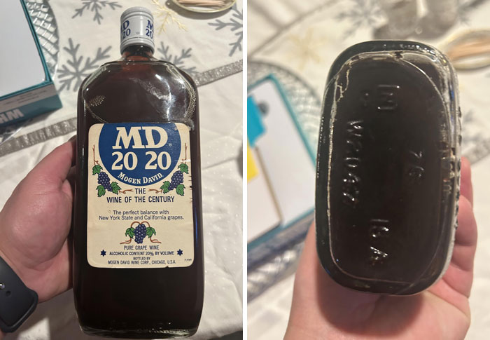 Old vintage MD 20 20 wine bottle found in an old house, a bizarre discovery that left everyone confused.