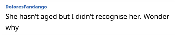 Comment reading she hasn&rsquo;t aged, posted by DoloresFandango about &rsquo;90s megastar Whigfield in a tiny leather catsuit.