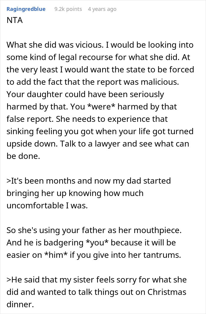 Screenshot of a Reddit comment discussing dad teaching daughter basic tasks after wife&rsquo;s passing and sister calling it neglect.
