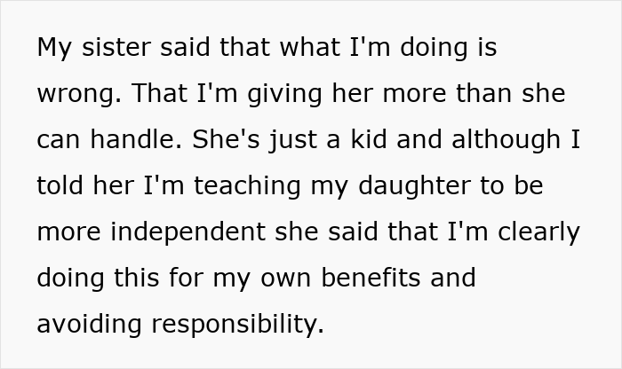 Text excerpt showing a dad teaching his daughter basic tasks after his wife&rsquo;s passing, while his sister calls it neglect.