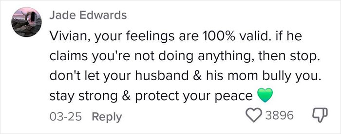 Comment supporting wife against husband calling her delusional for not helping his mom, urging to protect peace online. Comment supporting wife against husband calling her delusional for not helping his mom, urging to protect peace online.