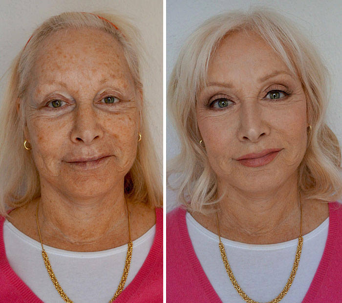 Woman showing small appearance changes before and after makeup, highlighting impactful beauty transformation for women.