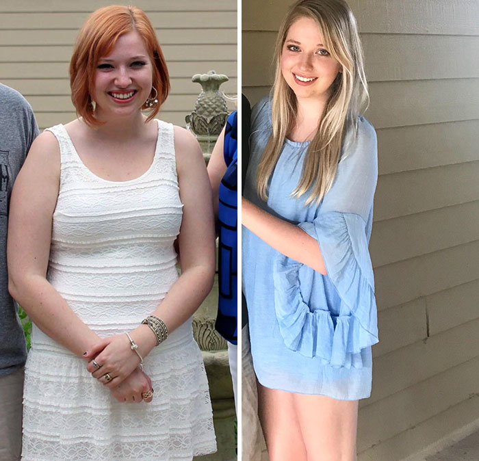 Side-by-side photos of a woman showing small appearance changes that made a big difference for women’s looks.