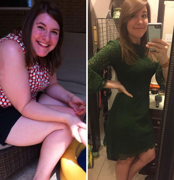 Before and after photos of a woman showing small appearance changes that made a big difference for women.