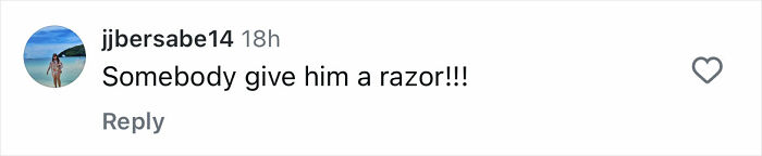 Comment on social media post saying somebody should give former band member a razor as they look unrecognizable.