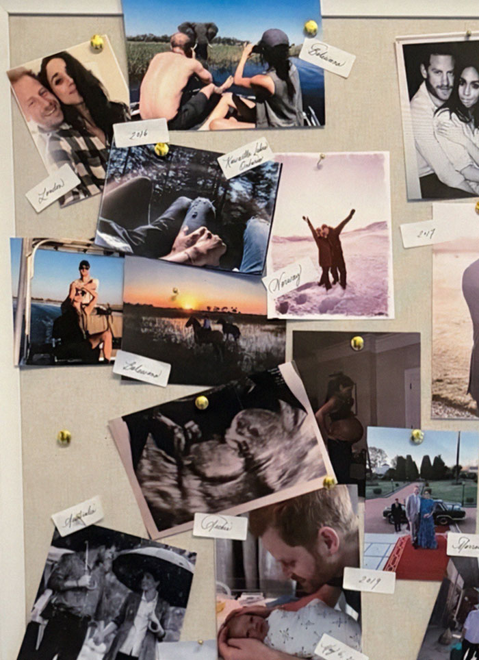 Collage of personal photos and memories highlighting Meghan Markle and Prince Harry's relationship moments over the years.