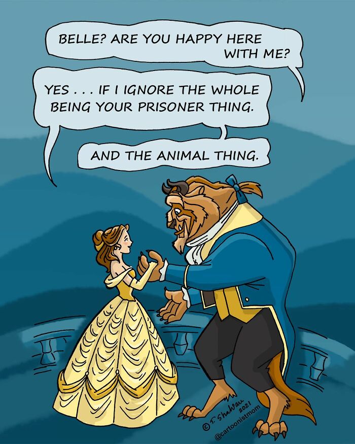 Comic scene depicting an awkward conversation capturing life’s weird, awkward, and hilarious moments by an artist.