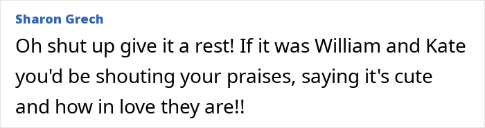 Comment text by Sharon Grech expressing frustration, related to Meghan Markle's twerking pregnancy video conspiracy theories.