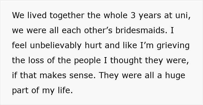 Text describing a friendship of 10 years on the rocks as one friend realizes another hates her while others act numb.