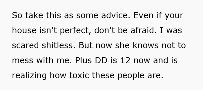 Text excerpt discussing fear and toxicity in family dynamics after a lice outbreak reported to CPS by mother-in-law.