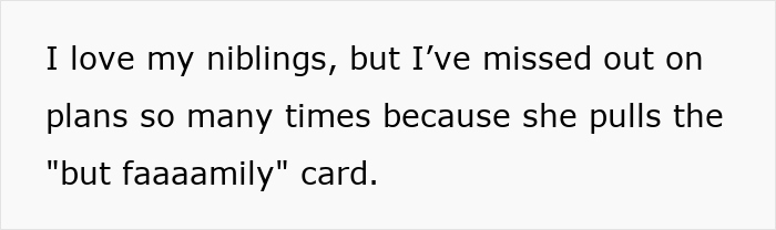 Text showing someone expressing frustration about missing plans due to being expected to babysit family kids. Text showing someone expressing frustration about missing plans due to being expected to babysit family kids.