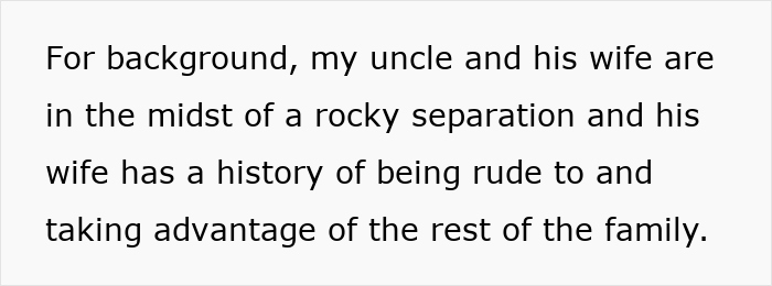 Text explaining family conflict background during an elegant wedding planning disrupted by a rude aunt&rsquo;s behavior.