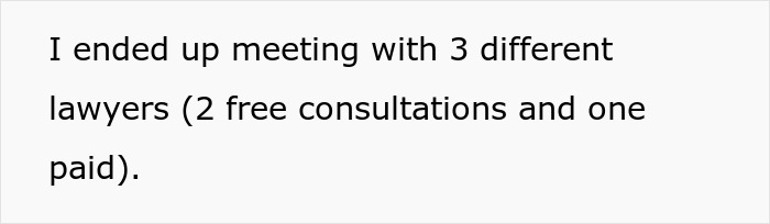 Text with man concerned about late girlfriend&rsquo;s mom possibly suing and seeking legal advice after consulting multiple lawyers.