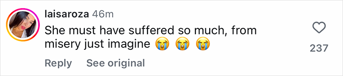 Comment from TikTok user laisaroza expressing sympathy for a tourist trapped 1600ft inside active volcano after being abandoned by guide.