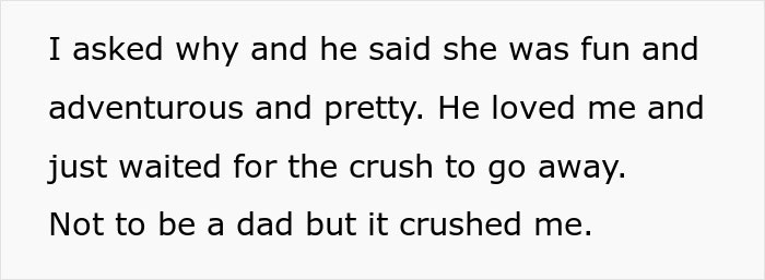 Text excerpt showing a woman discussing her fianc&eacute;'s crush on her best friend and his feelings about it.