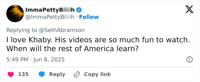 Tweet praising Khaby Lame’s videos while discussing Barron Trump’s friend claiming Khaby Lame was detained by ICE. Tweet praising Khaby Lame’s videos while discussing Barron Trump’s friend claiming Khaby Lame was detained by ICE.