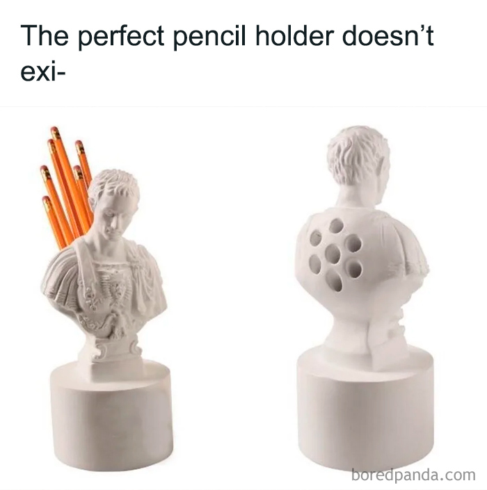 Bust-style pencil holder with multiple pencil slots, combining history-inspired design and practical functionality.