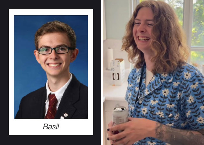 Side-by-side before and after pics showing how a person changed or didn’t change since graduating 10 years ago.