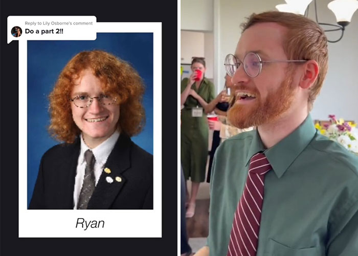 Side-by-side before and after pics showing how one person changed or didn’t change since graduating 10 years ago