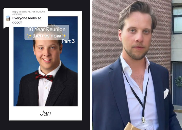 Side-by-side before and after pics showing how people changed or didn’t change since graduating 10 years ago