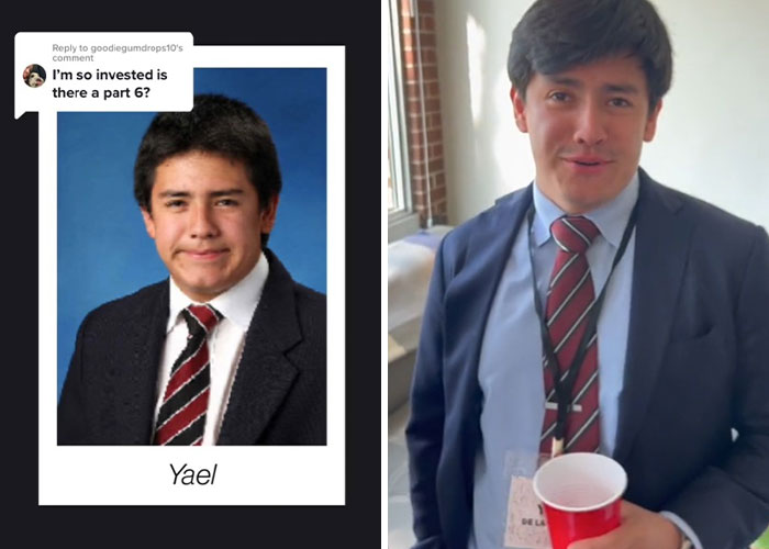 Side-by-side before and after pics showing how Yael changed or didn’t change since graduating 10 years ago.