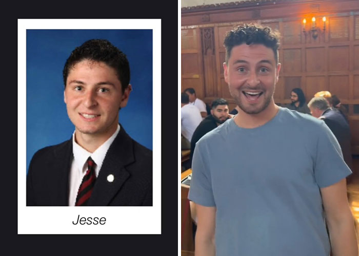 Side by side before and after pics showing how people changed or didn’t change since graduating 10 years ago.