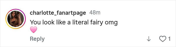 Screenshot of an Instagram comment praising Chappell Roan&rsquo;s healthy body with a heart emoji.