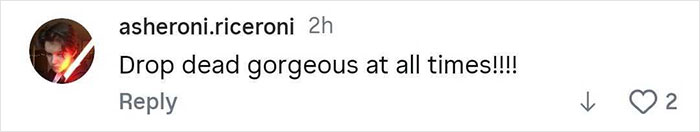 Screenshot of a social media comment praising Chappell Roan&rsquo;s healthy body with the phrase drop dead gorgeous.