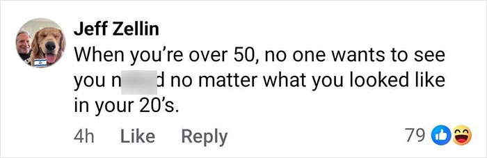 Comment criticizing age and appearance, responding to Jennifer Lopez slammed after revealing pubic area during concert.