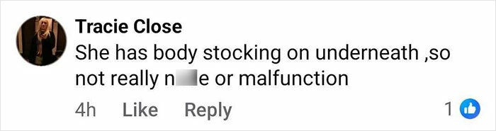 Comment on Jennifer Lopez concert discussing body stocking and wardrobe concerns amid pubic area reveal controversy.