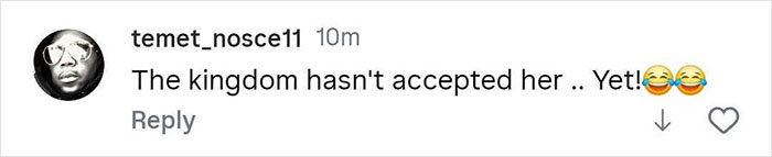 Screenshot of a social media comment humorously referencing Meghan Markle's insufferable interview and public reaction.