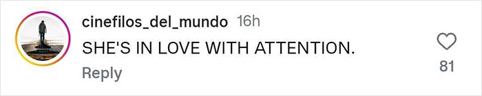 Screenshot of an Instagram comment saying she's in love with attention, related to people believing Greta Thunberg's heart is taken.