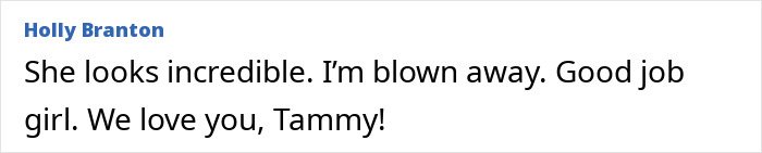 Comment praising Tammy from 1000-lb Sisters after her shocking transformation following terrifying 8-hour surgery. Comment praising Tammy from 1000-lb Sisters after her shocking transformation following terrifying 8-hour surgery.