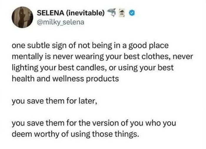 Tweet about mental health and wellness products, relatable meme highlighting signs of not feeling good, from trending relatable memes.