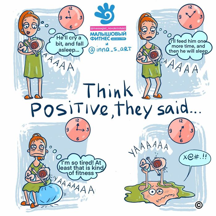 Comic illustration showing a mom managing chaos with her crying baby, capturing parenthood's chaotic moments in viral mom comics.