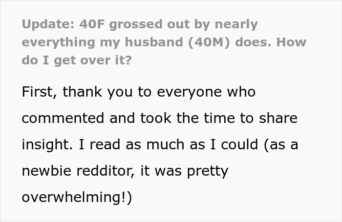 Wife feeling grossed out by husband struggling to come back from feeling like screaming in relationship. Wife feeling grossed out by husband struggling to come back from feeling like screaming in relationship.