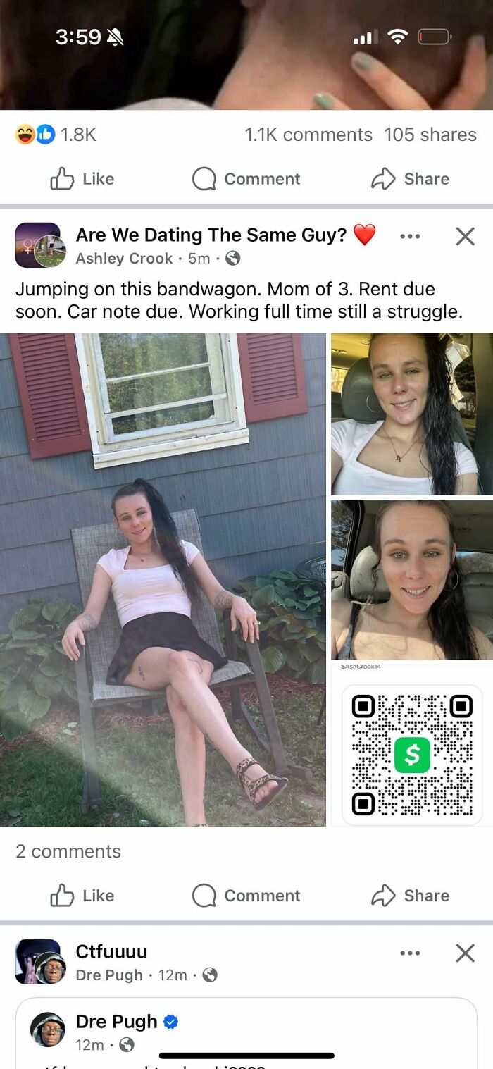 Single mom sitting outside a house and taking selfies, highlighting entitled single moms who think they don't have to pay expenses.